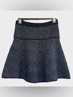 A.L.C. Black and Gray Patterned Skater Skirt